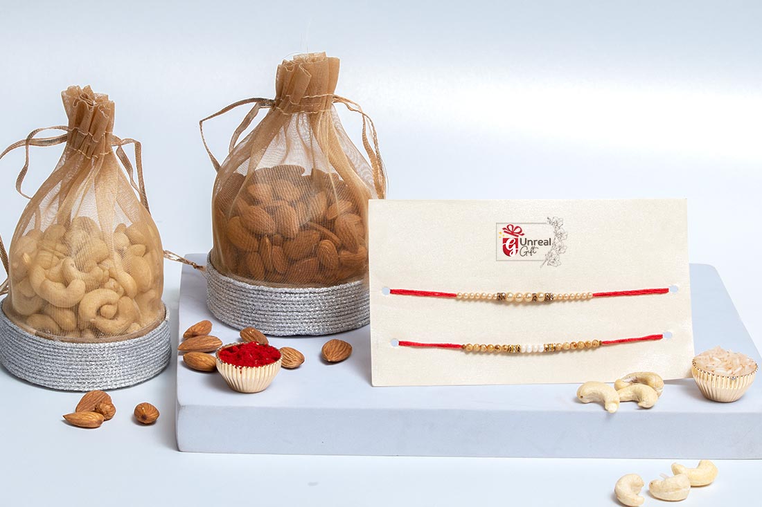 Pearl Rakhi Set With Dry Fruit