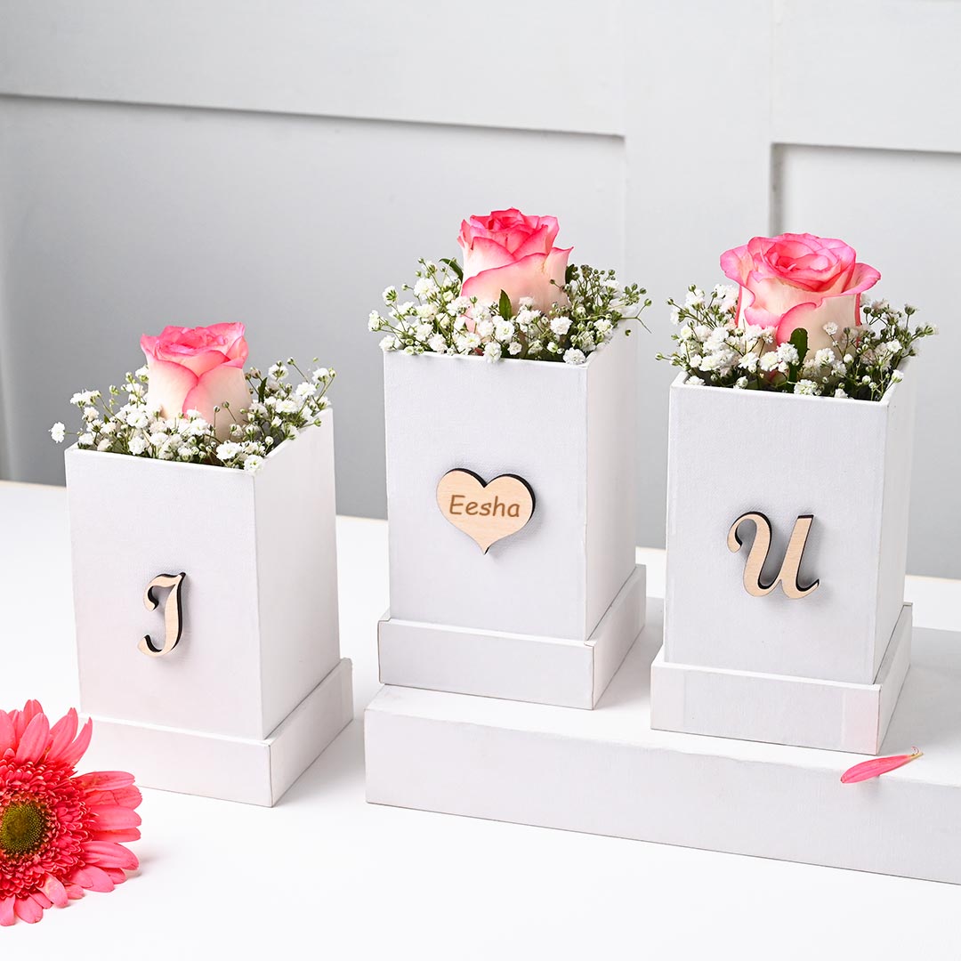 Buy Personalised Pink Roses Wrapped In Love