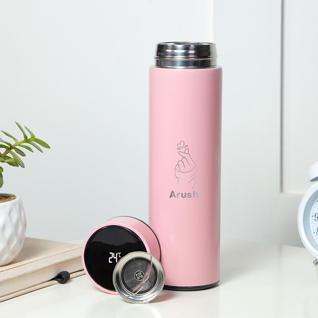 Personalised Temperature Hydration Pink Bottle