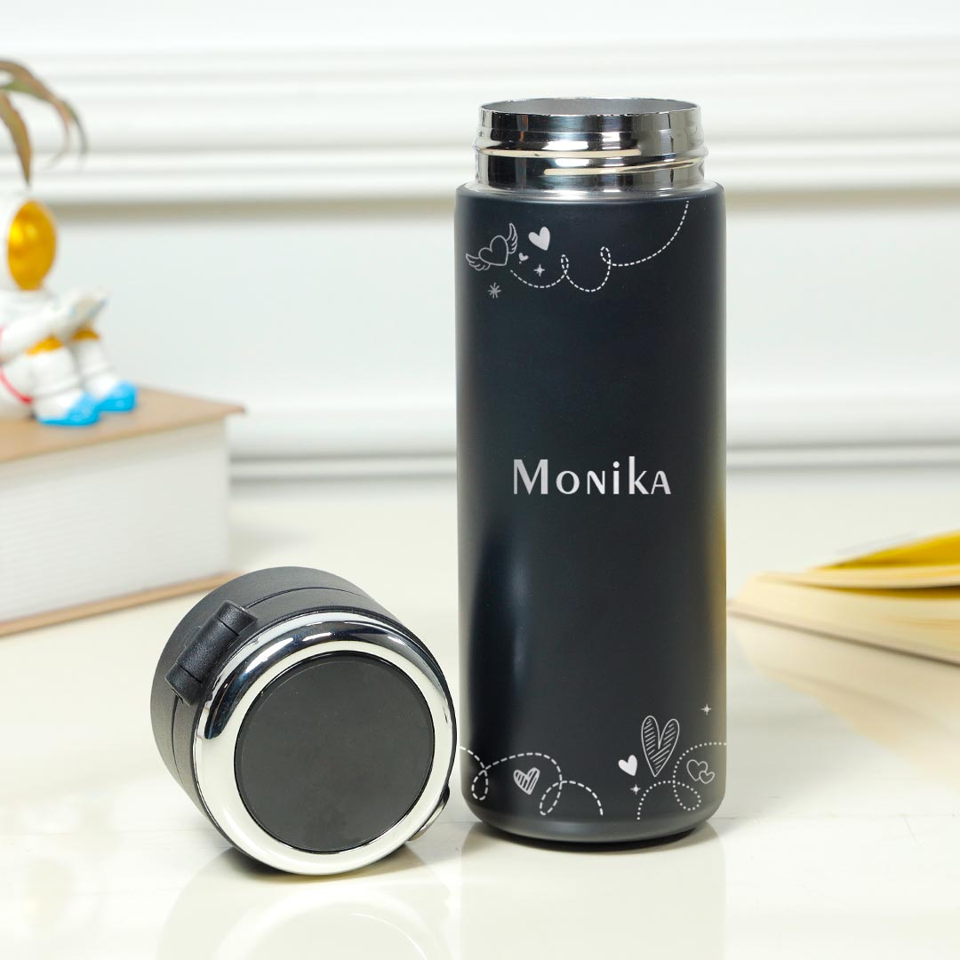 Personalized Black Led Temperature Tumbler