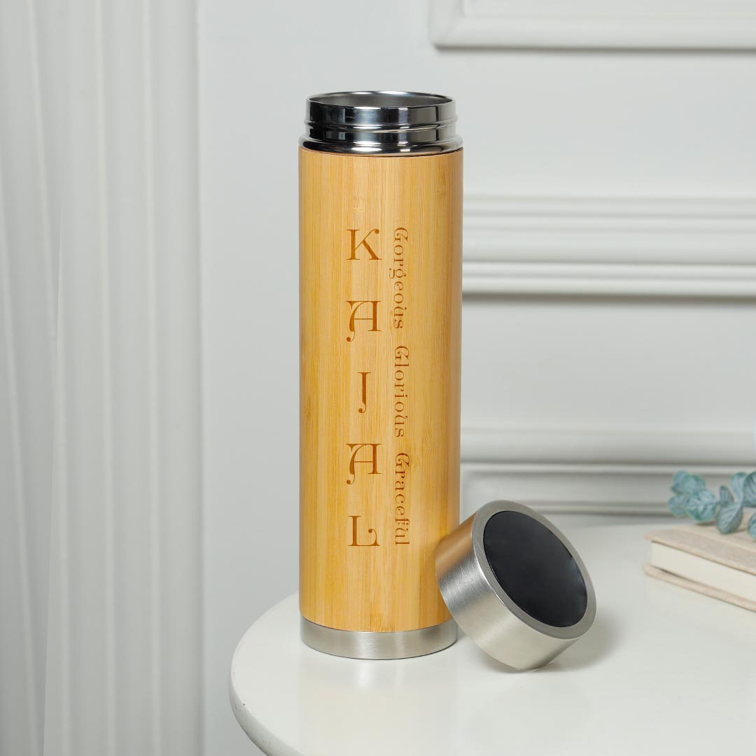 Buy Personalized Gorgeous Bamboo Flask Gift Online at ₹999