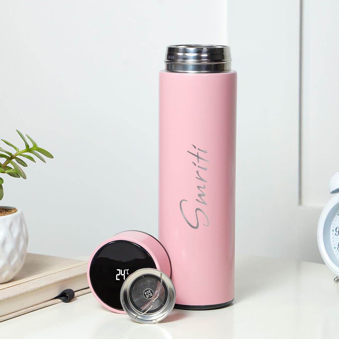 Personalized LED Pink Temperature Bottle