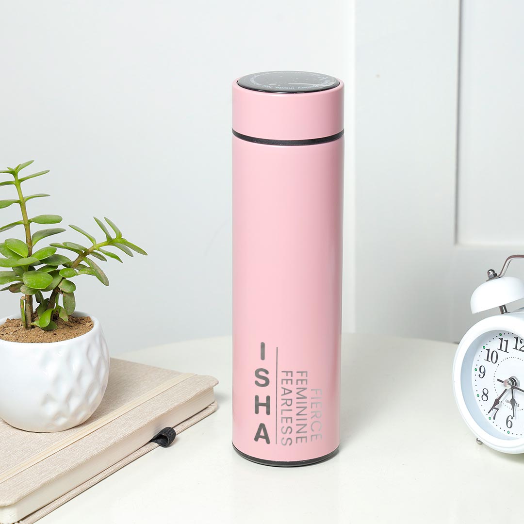 Personalized Led Temperature Bottle - Pink