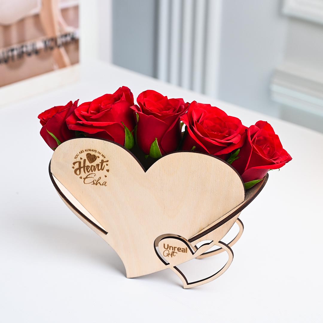 Personalized Sentimental Red Roses In Heart