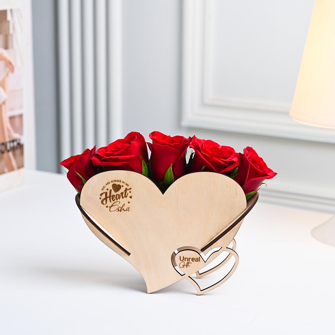 Personalized Sentimental Red Roses In Heart