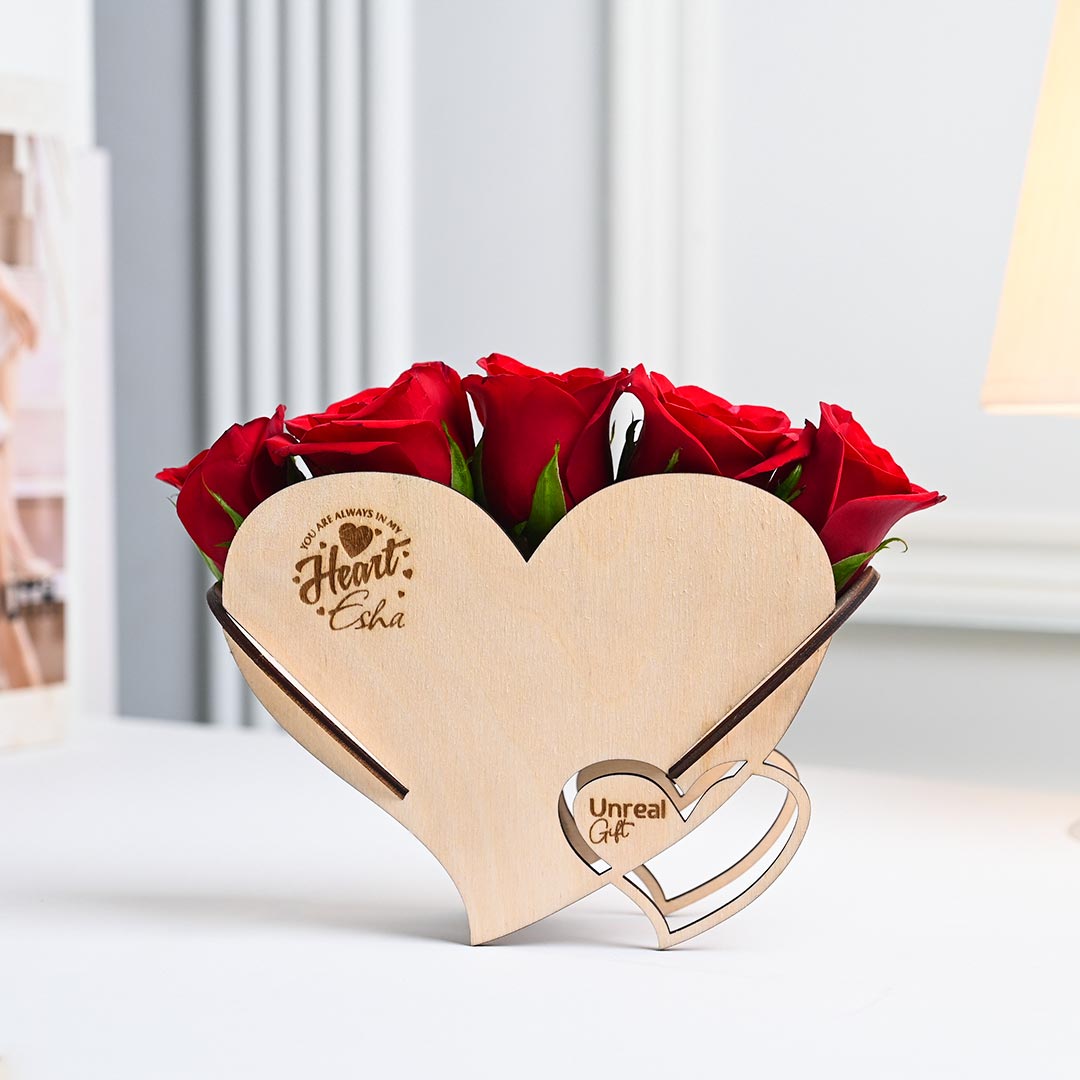 Personalized Sentimental Red Roses In Heart