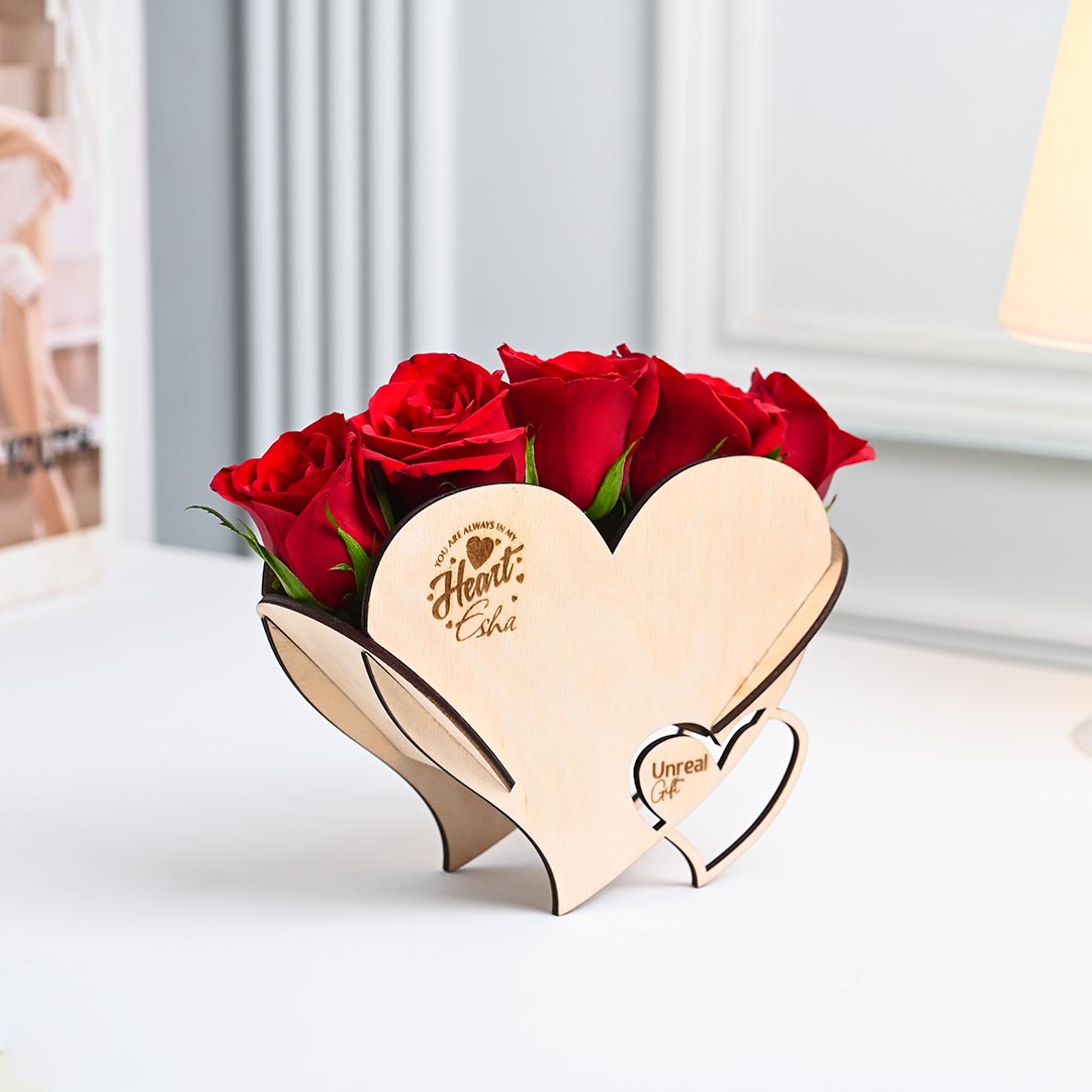 Personalized Sentimental Red Roses In Heart