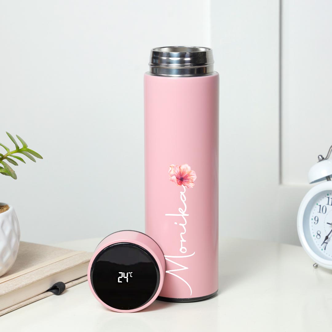 Personalized Temperature Display Pink Bottle