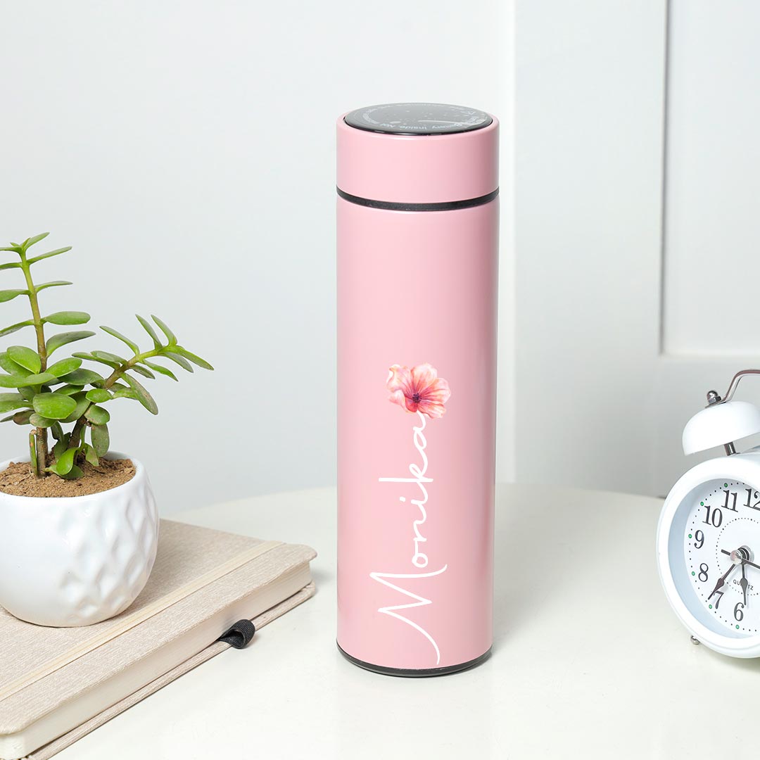 Personalized Temperature Display Pink Bottle Send Now