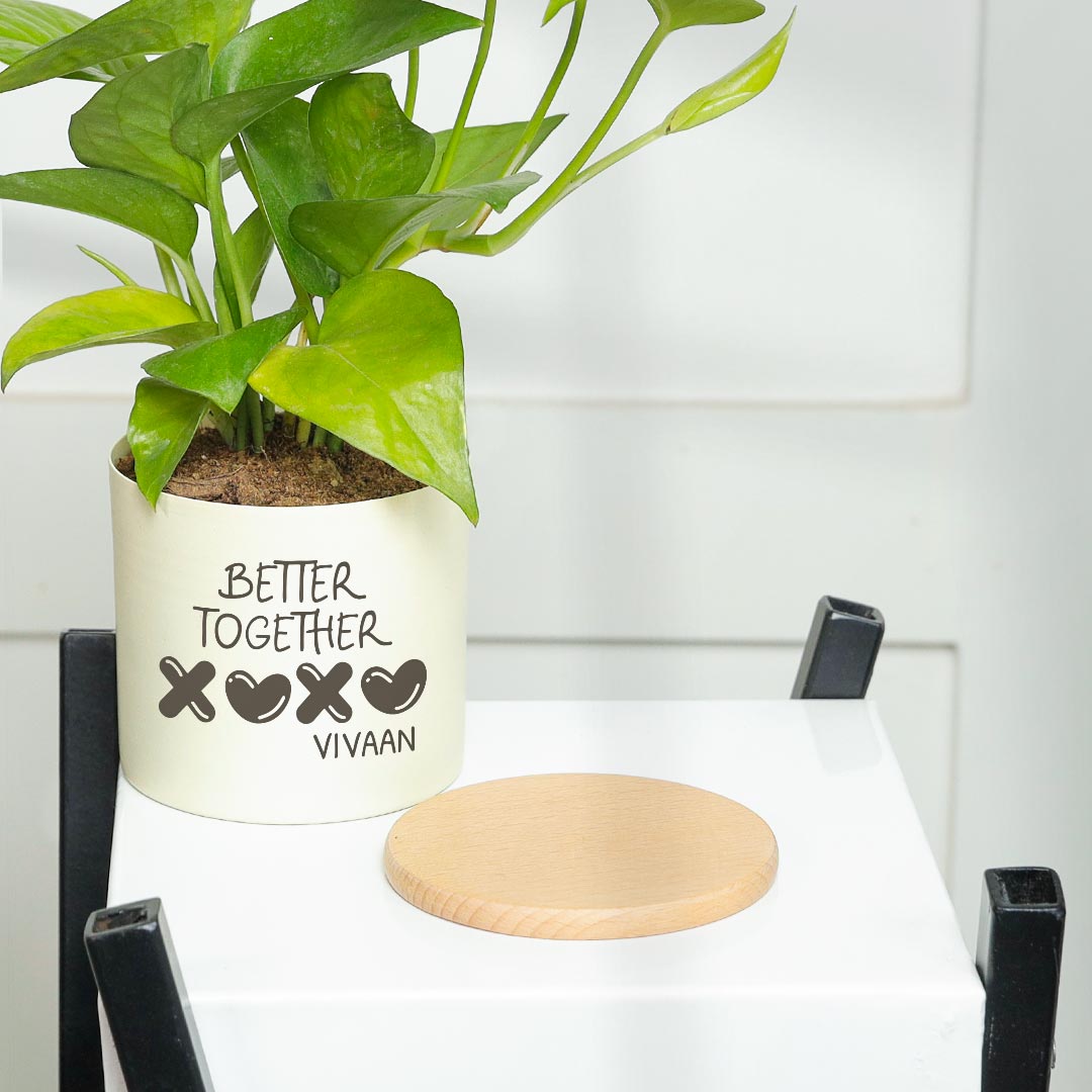 Personalized XOXO Better Together - Money Plant In Ivory Pot