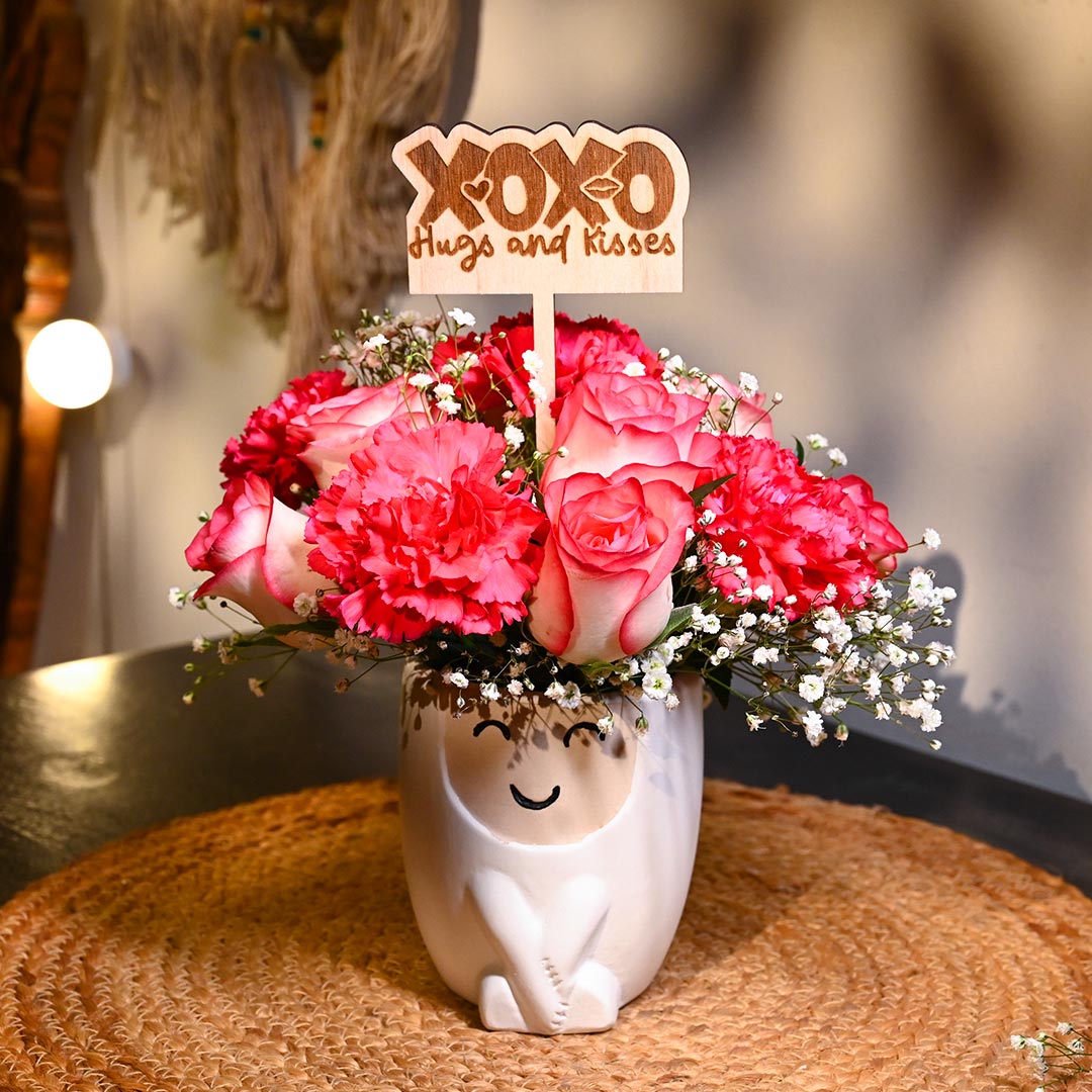 Pink Perfection Rose With XOXO Gift Card