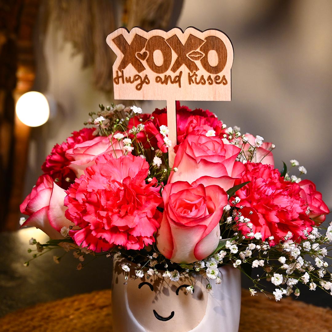 Pink Perfection Rose With XOXO Gift Card