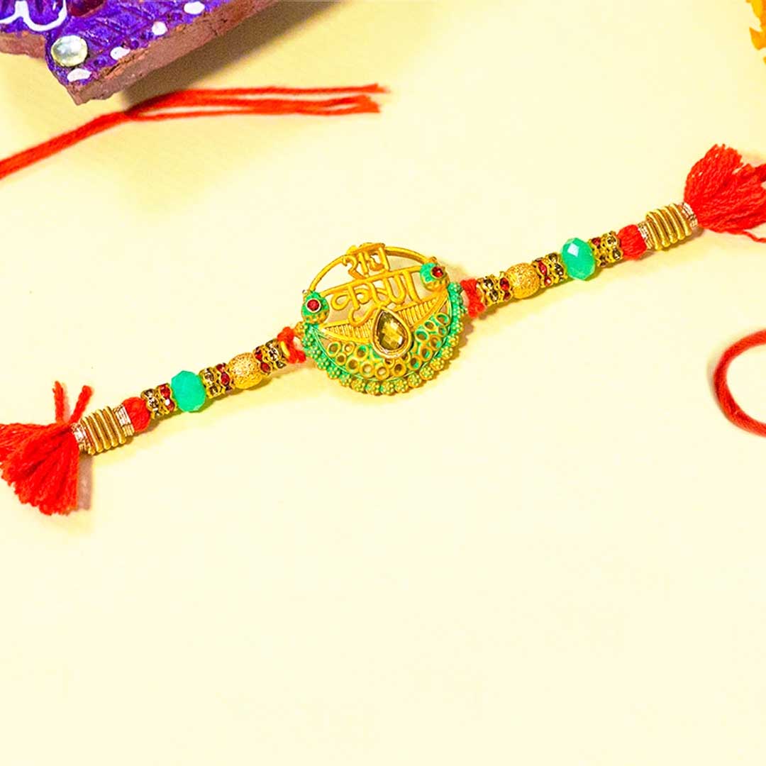 Radhe Krishna Rakhi With Milk Cakes