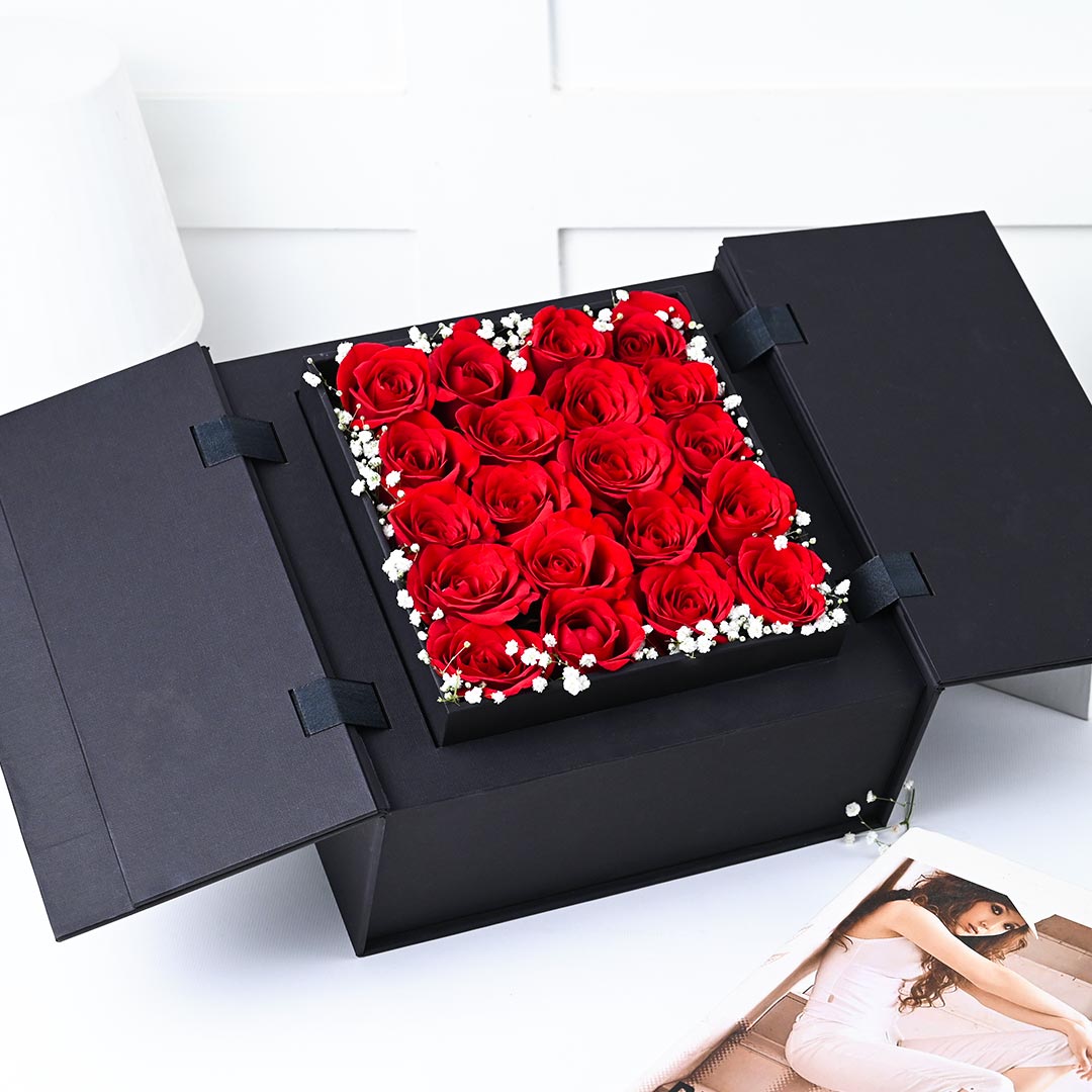 Red Rose In Premium Liftup Box