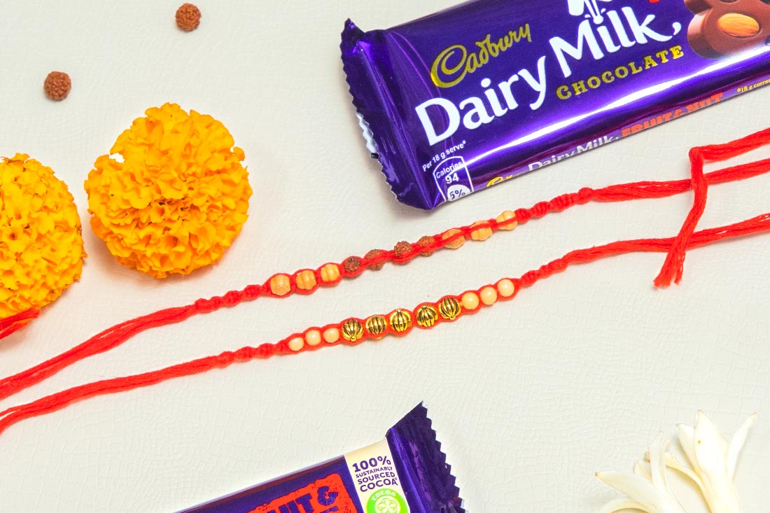 Rudraksh Rakhi Sets And Choco Combo