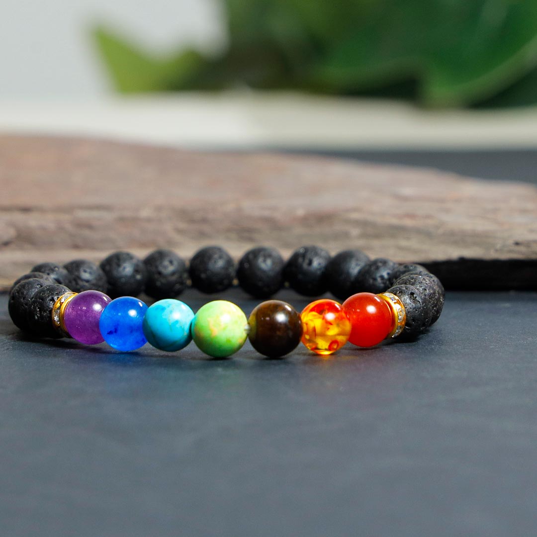 Seven Chakra Lava Bracelet