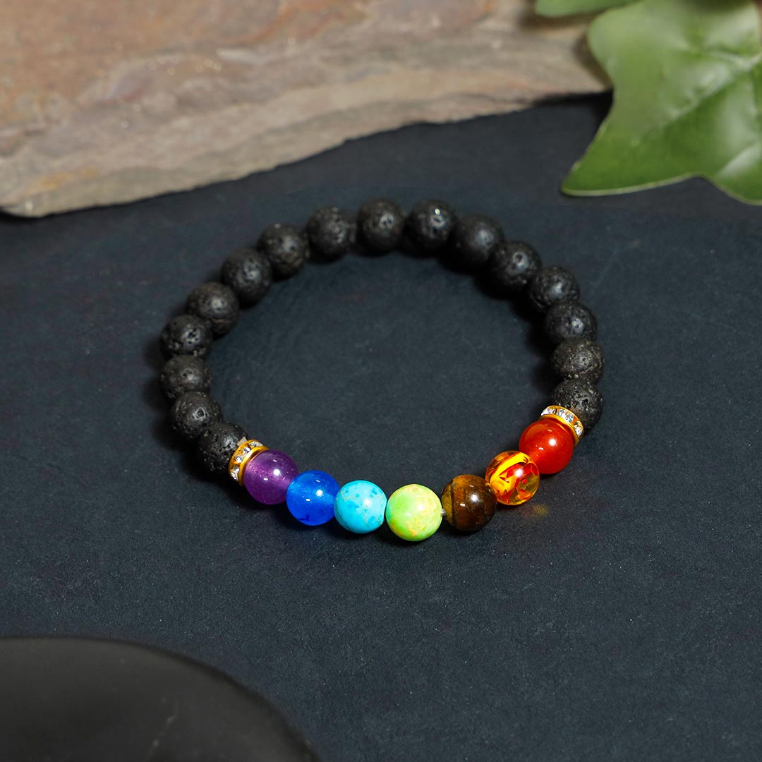 Seven Chakra Lava Bracelet