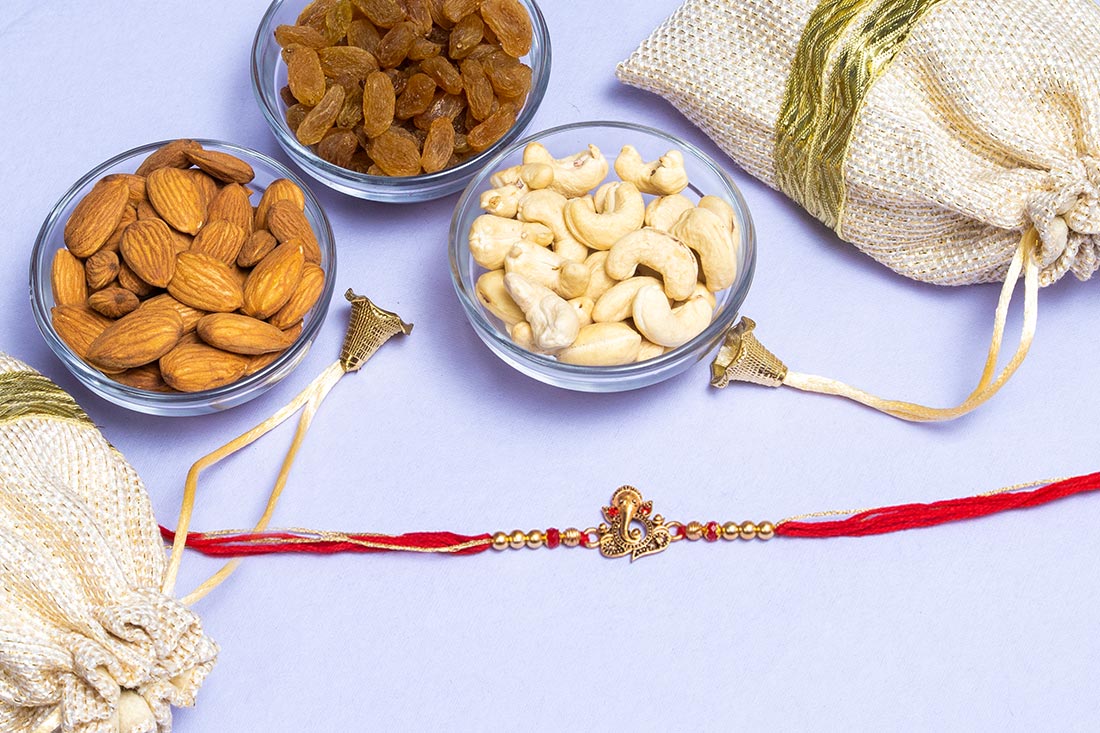 Spiritual Ganesha Rakhi With Dry Fruits