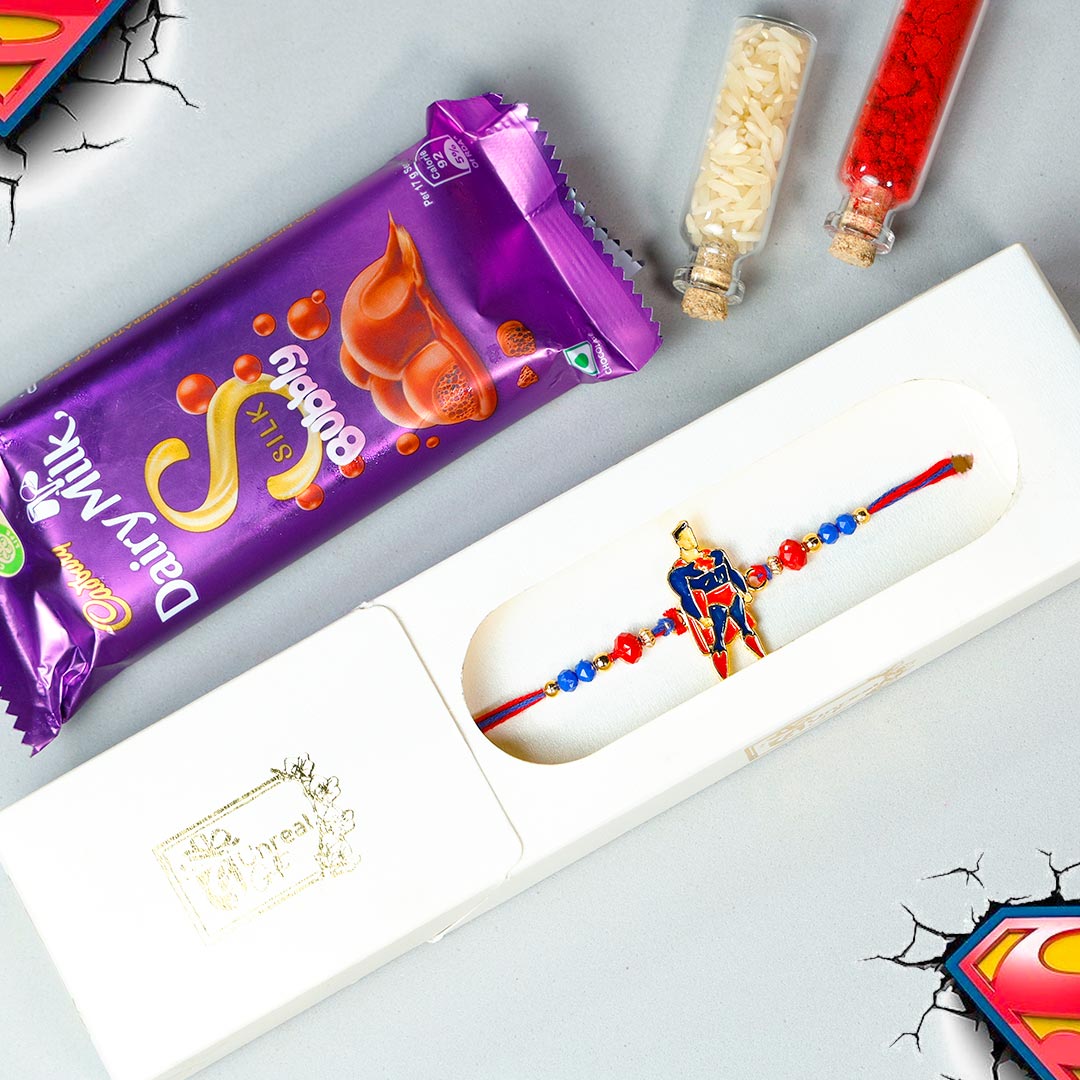 Superman Rakhi & Delicious Diary Milk