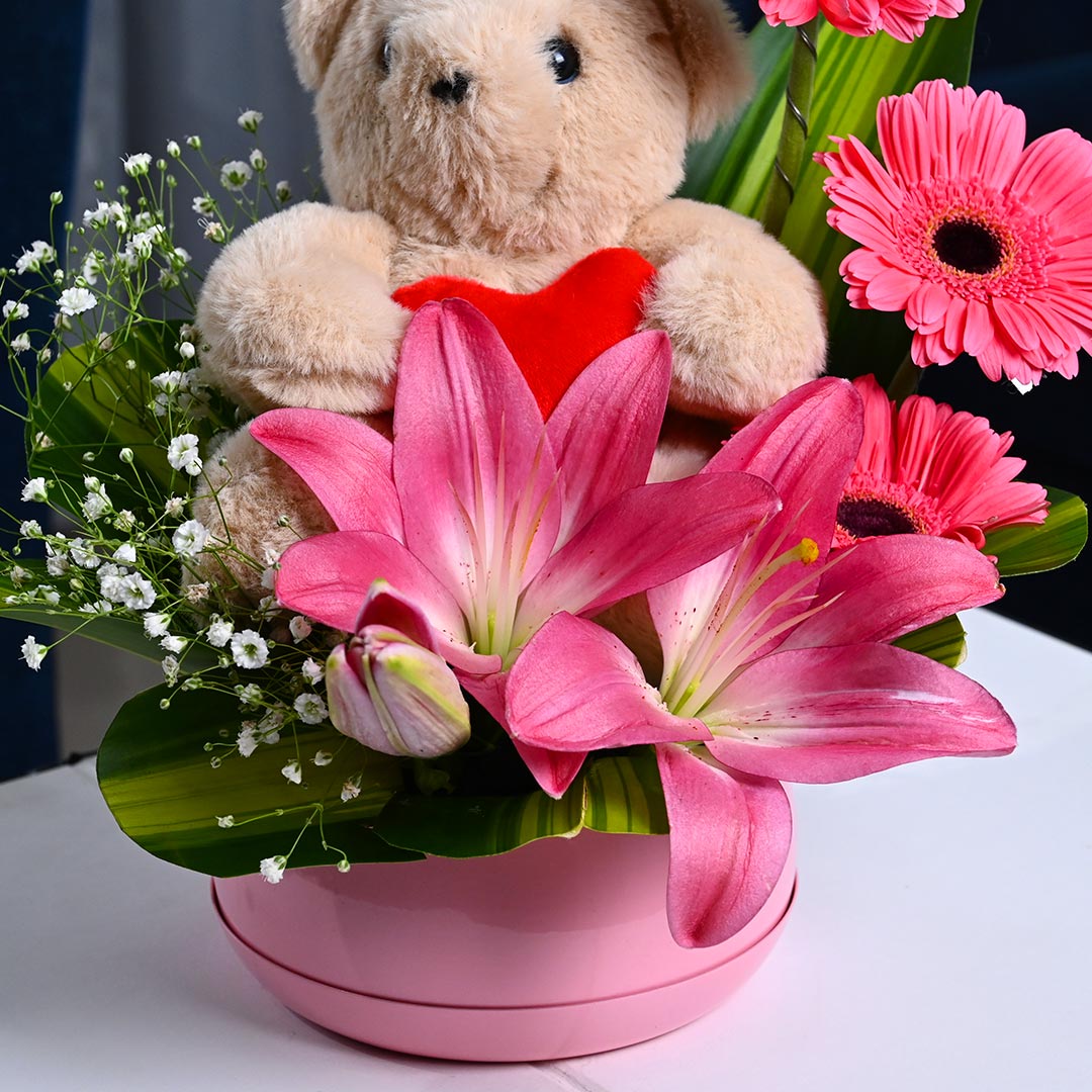 Teddy and Gerbera Combo Bouquet