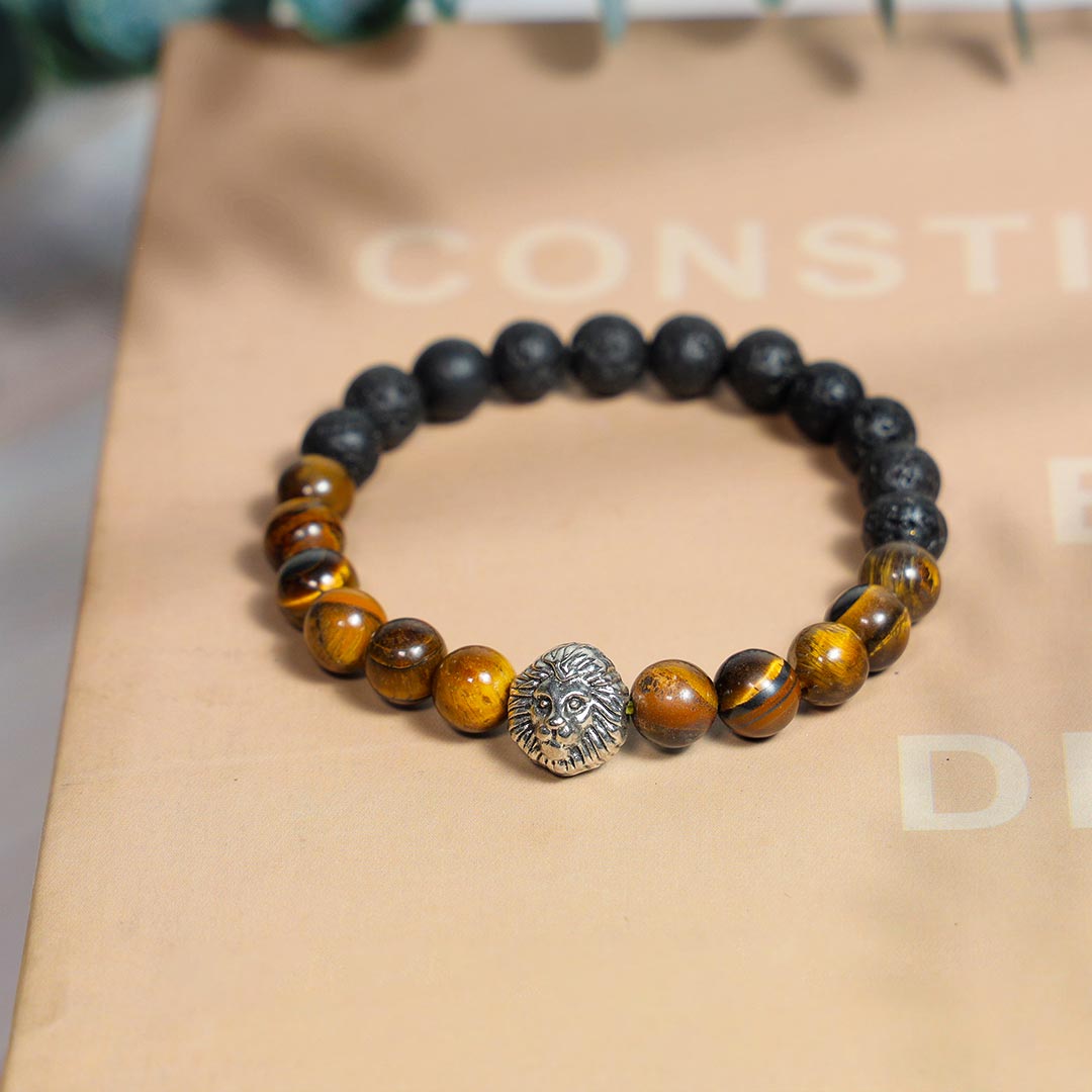 Tiger Eye With Lava Bracelet