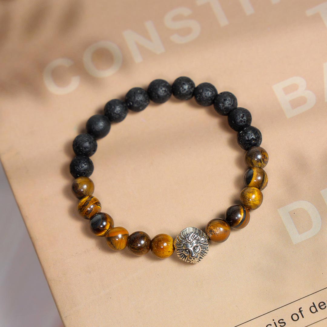 Tiger Eye With Lava Bracelet